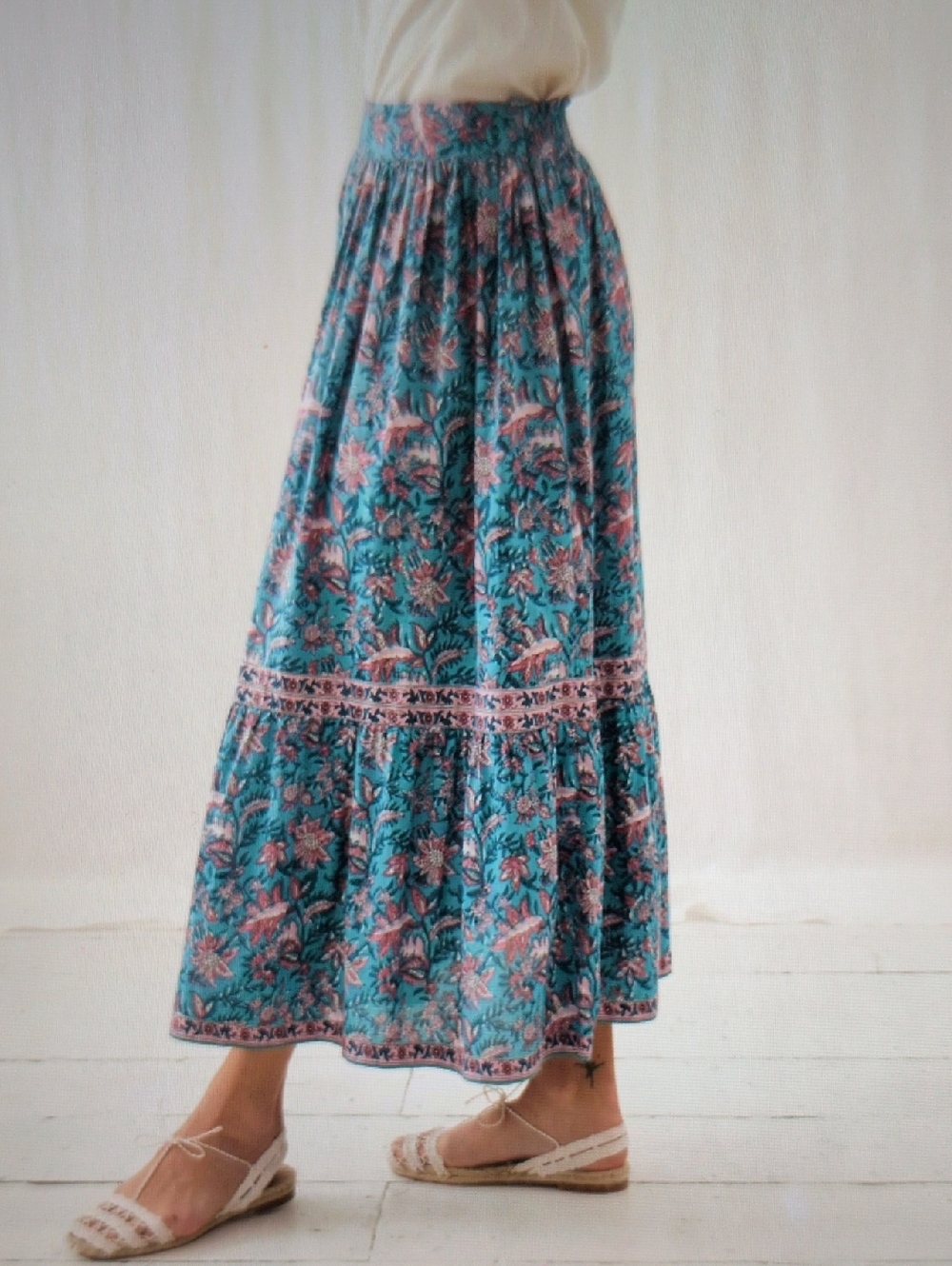 Louise Misha Jansiane Teal Garden of Eden Maxi Skirt - Picture 4 of 10